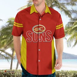 Personalised Gold Coast Football Hawaiian Shirt Go Suns Sporty Style