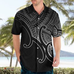 Aotearoa Maori Koru Hawaiian Shirt Polynesian Pacific Tribal Black
