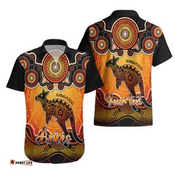 Personalised Australia Aries Kangaroo Zodiac Hawaiian Shirt Auz Astrology Aboriginal Red