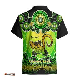 Personalised Australia Leo Lizard Zodiac Hawaiian Shirt Auz Astrology Aboriginal Green