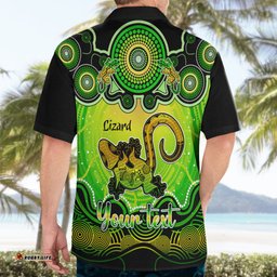 Personalised Australia Leo Lizard Zodiac Hawaiian Shirt Auz Astrology Aboriginal Green