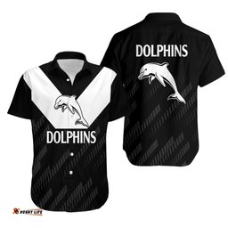 NRL Dolphins Rugby Hawaiian Shirt Simple Black Style