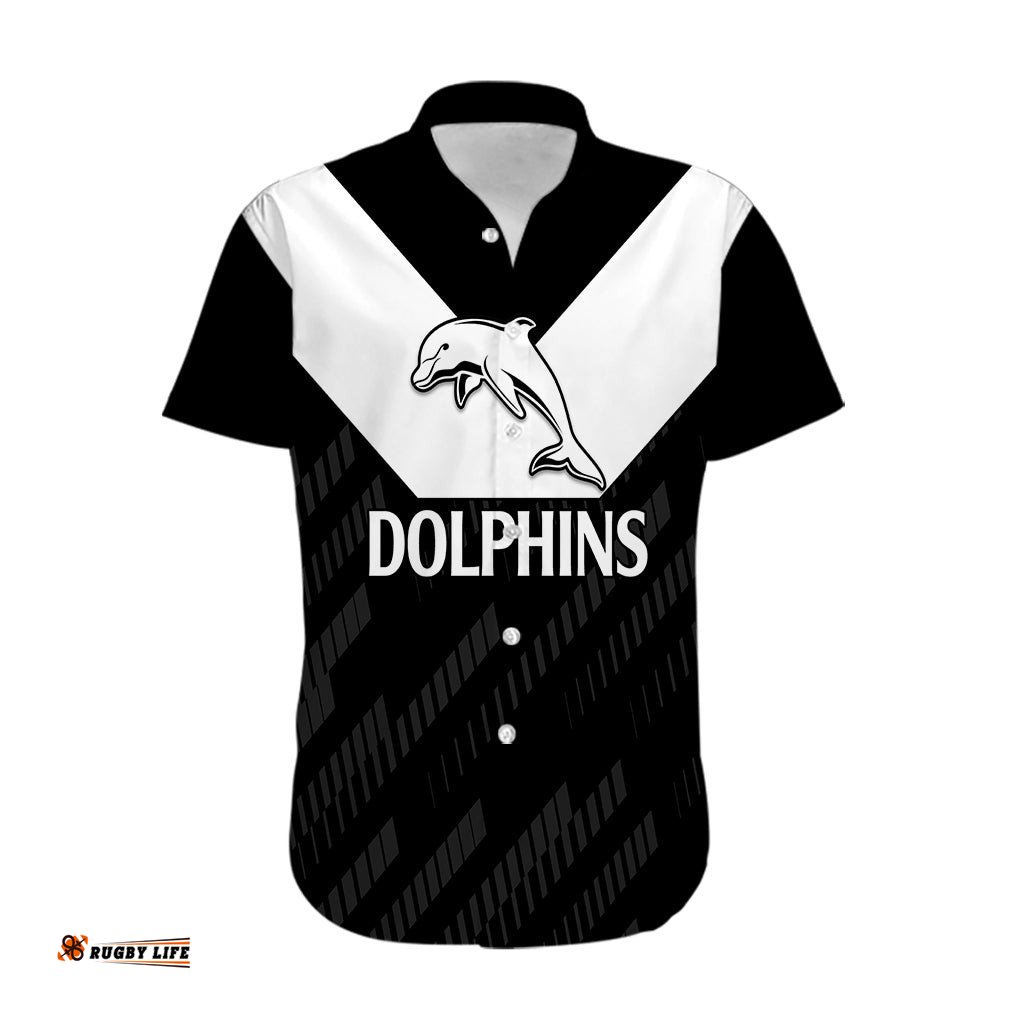 NRL Dolphins Rugby Hawaiian Shirt Simple Black Style