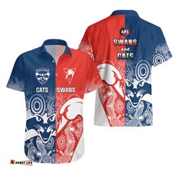 Swans And Cats Football Hawaiian Shirt Sydney Mix Geelong Indigenous