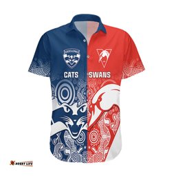 Swans And Cats Football Hawaiian Shirt Sydney Mix Geelong Indigenous