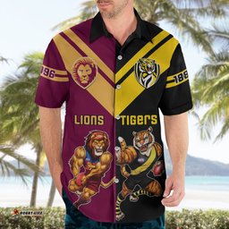 Personalised Richmond And Brisbane Lions Football Hawaiian Shirt Sporty Version