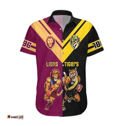 Personalised Richmond And Brisbane Lions Football Hawaiian Shirt Sporty Version