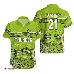 Custom Text And Number Australia Thunder Cricket Hawaiian Shirt Indigenous