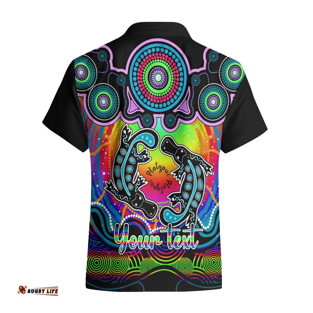 Personalised Australia Pisces Platypus Zodiac Hawaiian Shirt Auz Astrology Aboriginal Rainbow