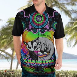 Personalised Australia Gemini Sugar Gilder Zodiac Hawaiian Shirt Auz Astrology Aboriginal Rainbow