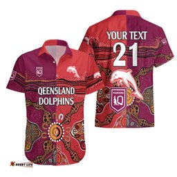 Custom Text And Number NRL Dolphins Combine Queensland Origin Hawaiian Shirt Aboriginal