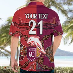 Custom Text And Number NRL Dolphins Combine Queensland Origin Hawaiian Shirt Aboriginal