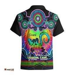 Personalised Australia Leo Lizard Zodiac Hawaiian Shirt Auz Astrology Aboriginal Rainbow