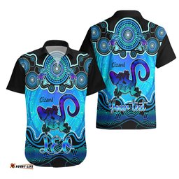 Personalised Australia Leo Lizard Zodiac Hawaiian Shirt Auz Astrology Aboriginal Aqua