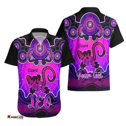 Personalised Australia Leo Lizard Zodiac Hawaiian Shirt Auz Astrology Aboriginal Magenta