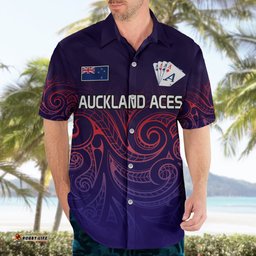 New Zealand Auckland Cricket Hawaiian Shirt Maori Traditional Ethnic Style