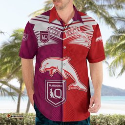 Custom Text And Number NRL Dolphins Combine Queensland Origin Hawaiian Shirt Sporty Style