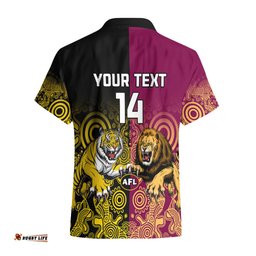 Personalised Richmond And Brisbane Lions Football Hawaiian Shirt Indigenous Art Version
