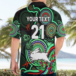Custom Text And Number NAIDOC Rabbitohs Rugby Hawaiian Shirt The Bunnies Indigenous Tribal