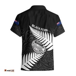 Aotearoa Rugby Hawaiian Shirt Go Black Fern Pacific NZ Maori