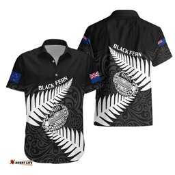 Aotearoa Rugby Hawaiian Shirt Go Black Fern Pacific NZ Maori