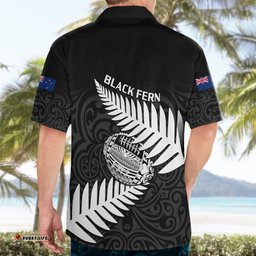 Aotearoa Rugby Hawaiian Shirt Go Black Fern Pacific NZ Maori