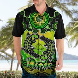 Personalised Australia Pisces Platypus Zodiac Hawaiian Shirt Auz Astrology Aboriginal Green