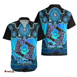 Personalised Australia Pisces Platypus Zodiac Hawaiian Shirt Auz Astrology Aboriginal Aqua