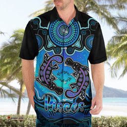 Personalised Australia Pisces Platypus Zodiac Hawaiian Shirt Auz Astrology Aboriginal Aqua