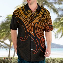 Custom Aotearoa Maori Koru Hawaiian Shirt Polynesian Pacific Tribal Gold