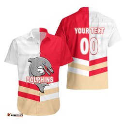 Custom Text And Number NRL Dolphins Hawaiian Shirt Mix Jersey