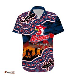 Custom Personalised Anzac Day NRL Rooster Hawaiian Shirt Aboriginal Lizard Patterns