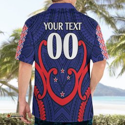Custom Text And Number New Zealand Auckland Cricket Hawaiian Shirt Polynesian with Maori Koru