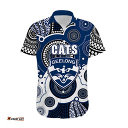 Custom Personalised And Number Cats AFL Hawaiian Shirt Aboriginal Patterns