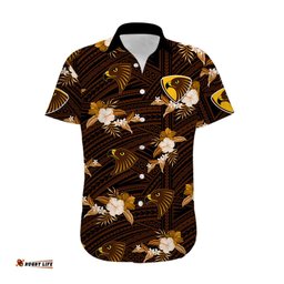 Custom Text And Number Hawthorn Football Hawaiian Shirt Hawks Polynesian Tribal Mix Tropical Hawaiian Style