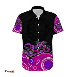 Australia Aboriginal Hawaiian Shirt Lizard Pink