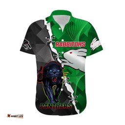 Custom Personalised Rabbitohs Mix Panthers Rugby Hawaiian Shirt Sporty Style