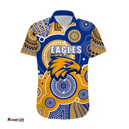Custom Personalised And Number Eagles AFL Hawaiian Shirt Aboriginal Patterns