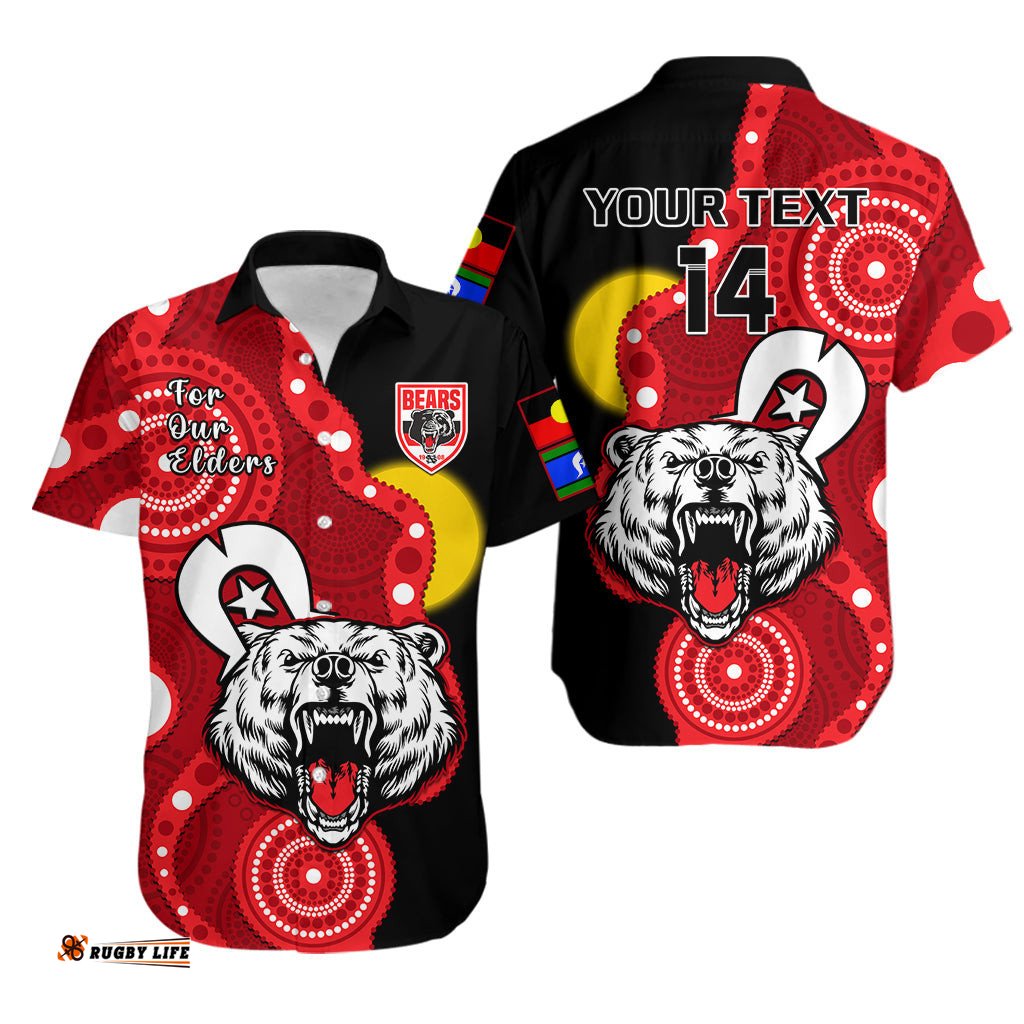 Custom Text And Number North Sydney Rugby NAIDOC Hawaiian Shirt Bears Indigenous For Our Elders