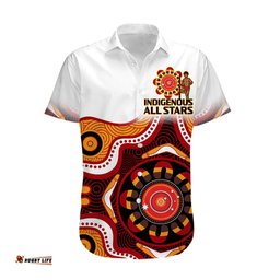 Australia Indigenous Rugby Hawaiian Shirt All Stars Aborigine Dreamtime White Version