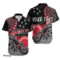 Personalised NAIDOC Week AFL Bombers Hawaiian Shirt Aboriginal Dot Art Lizard Mix Boomerang