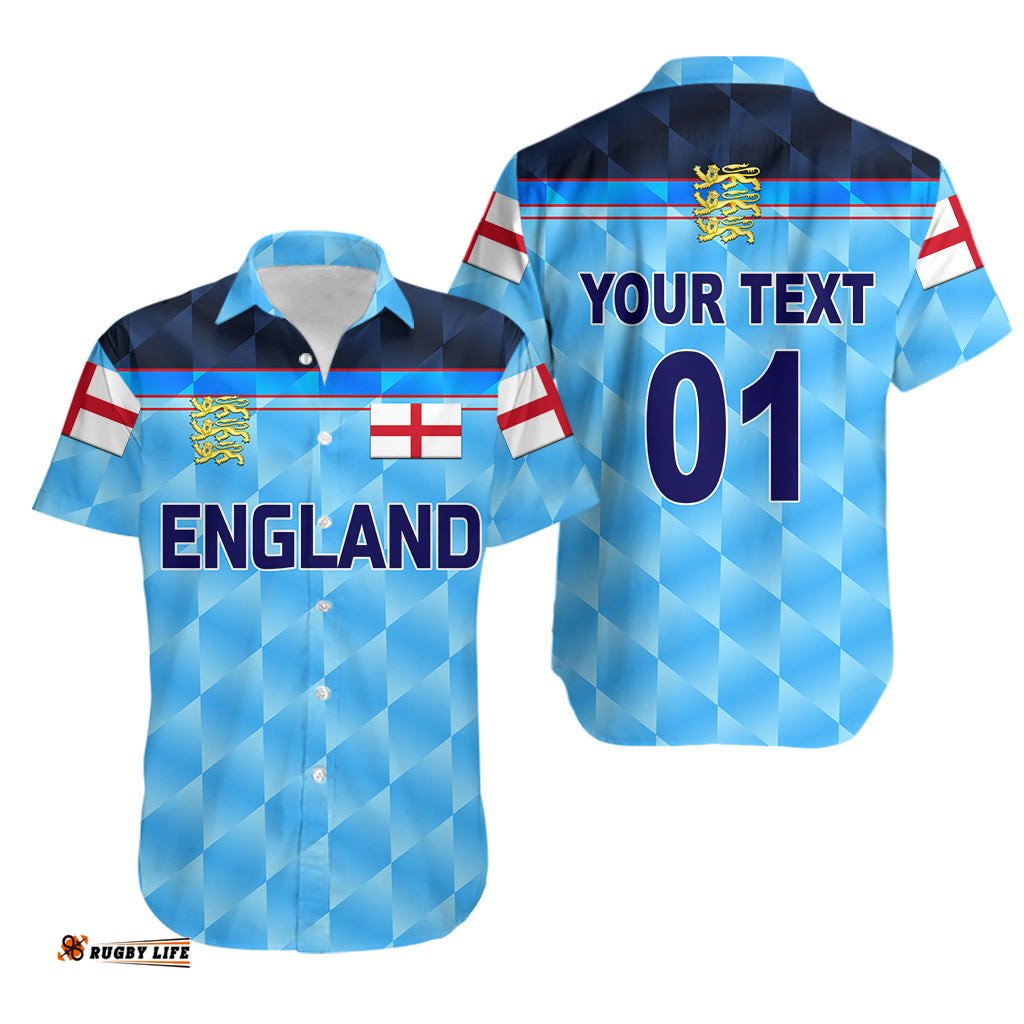 Custom Personalised England Cricket Hawaiian Shirt Unique Blue