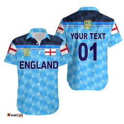 Custom Personalised England Cricket Hawaiian Shirt Unique Blue