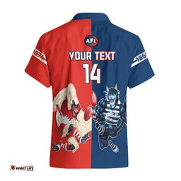 Personalised Swans And Cats Football Hawaiian Shirt Sydney Mix Geelong Sporty Version