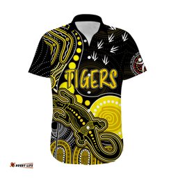 Personalised NAIDOC Week AFL Tigers Hawaiian Shirt Aboriginal Dot Art Lizard Mix Boomerang