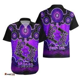 Personalised Australia Pisces Platypus Zodiac Hawaiian Shirt Auz Astrology Aboriginal Purple