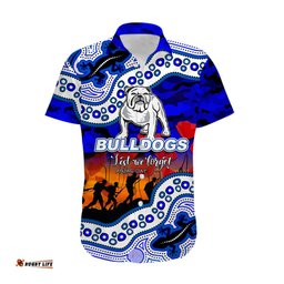 Custom Personalised Anzac Day NRL Bulldogs Hawaiian Shirt Aboriginal Lizard Patterns