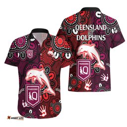NRL Dolphins Combine Queensland Origin Hawaiian Shirt Indigenous Aboriginal Style