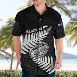 Personalised Aotearoa Rugby Hawaiian Shirt Go Black Fern Pacific NZ Maori