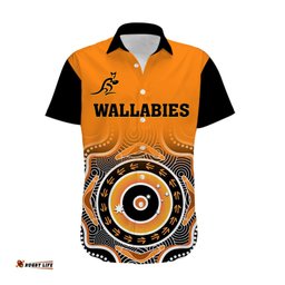 Wallabies Rugby Hawaiian Shirt Aussie Go Champions Indigenous Orange